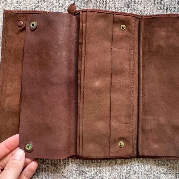 Mark Cross England Vintage Suede Jewelry Roll Travel Organizer Pouch Brown - Picture 8 of 12